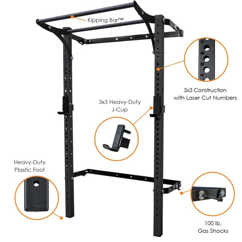 3x3 Profile Rack Pro with Kipping Bar - 90 in uprights- Black Onyx